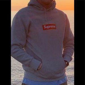 Supreme grey box logo hoodie